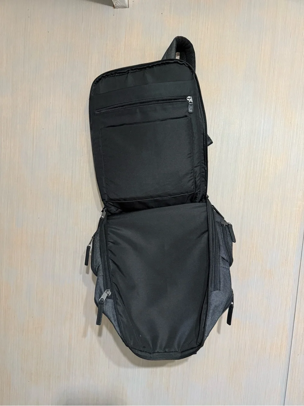 Men's Charcoal Gray Canvas Backpack with Black Trim
